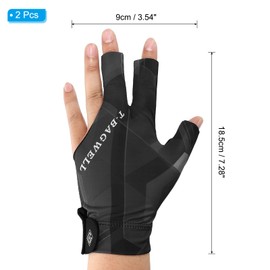PATIKIL 3 Finger Pool Glove Left Hand, 2 Pcs Billiard Gloves, Black Grey