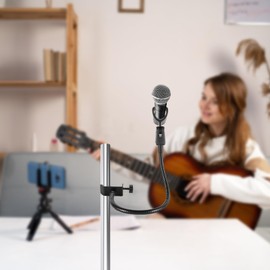 GXFCHYL Microphone Arm Stand Podium Mic Stand Flexible Gooseneck Microphone Stand Adjustable Desk Mic Boom Arm Stand Desk Microphone Stand for Podcast, Meetings, Lectures, Black