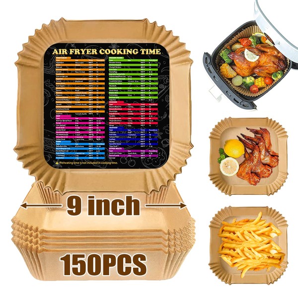Air Fryer Disposable Paper Liner Square, 150Pcs 9 Inch Large