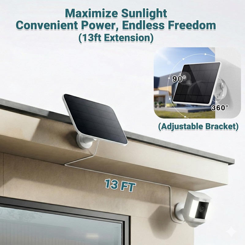 1-Pack 6W Solar Panel for Ring Camera Outdoor Wireless, Fast