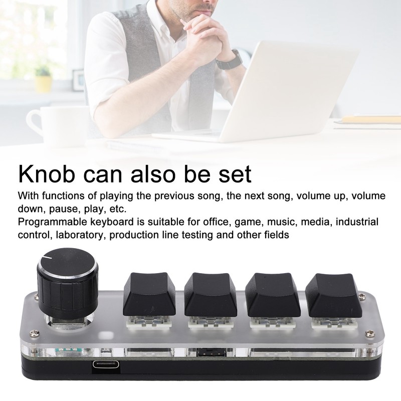 One Handed Mechanical Keyboard 4 Key with Adjustable RGB DIY
