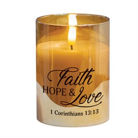 Elanze Designs Faith Hope & Love Yellow 4 x 3 Glass Candle in Glass