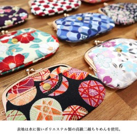 Komon Kobo 0207 4 inch Oyako Coin Purse Card Case Futagoshi Crepe Kyoto Japanese Komono Edo Komon, Cherry Blossom Making (White)