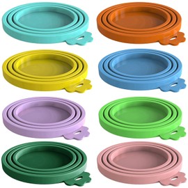 8 pack Silicone Pet Food Can Lids for 3 Standard Size Food Cans for Pet Food Cans or Canned Goods, Multicolor