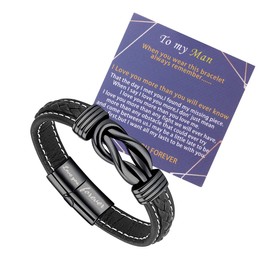 Sranich To My Man Bracelet,Gifts for Him，Stainless Steel Leather Bracelet for My Man