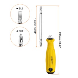HARFINGTON 2 in 1 Screwdriver PH2 Phillips & SL3 Slotted Magnetic Screwdrivers CR-V with Ergonomic Handle for DIY Repairing, Yellow
