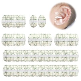 MILANQW Ear Cover, Waterproof Seal, Ear Cap, PU Film, Absorbent, Cotton Wick, Bath Cover, Hair Dye, Unisex, 2.2 x 3.1 inches (5.5 x 8 cm), 80 Pieces, Disposable Ear Patches, Transparent Color, Adult