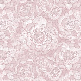 HeloHo Peel and Stick Wallpaper Floral Wall Paper Modern Pink Contact Paper Removable Self Adhesive Wallpaper for Bathroom Bedroom Decoral Papel Tapiz para Pared 17.3" X 78.7"