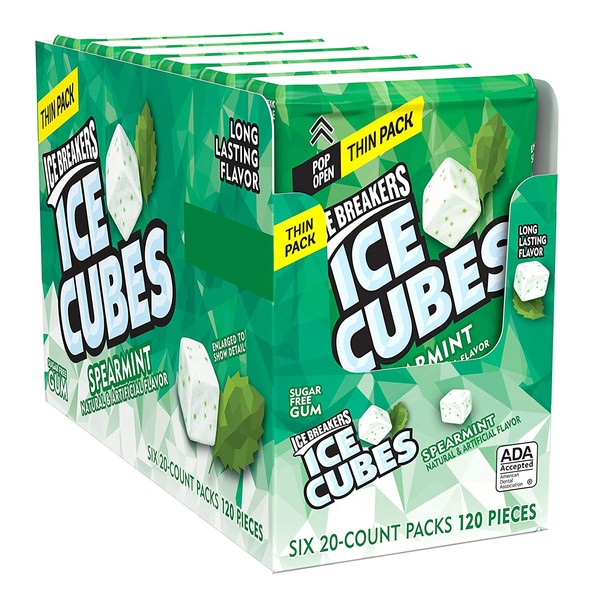 ICE BREAKERS ICE CUBES Chewing Gum Spearmint, 1.62 Oz. (6 Count)