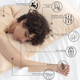 PROMEED 100% Mulberry Silk Pillowcase 25 Momme, Both Sides Real Silk Pillow Cases Covers for Hair and Skin (Standard 20"x26", Champagne)