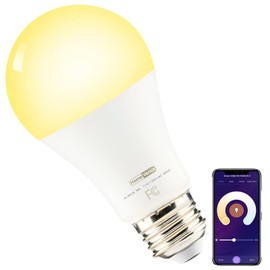 Homevenus - Bombillas inteligentes HVS de 9 W, A19 E26, regulables, sintonizables, luz LED blanca cálida, 2500 k-6500 k, control de aplicación, conexión WiFi de asistencia Bluetooth de 2.4 GHz,