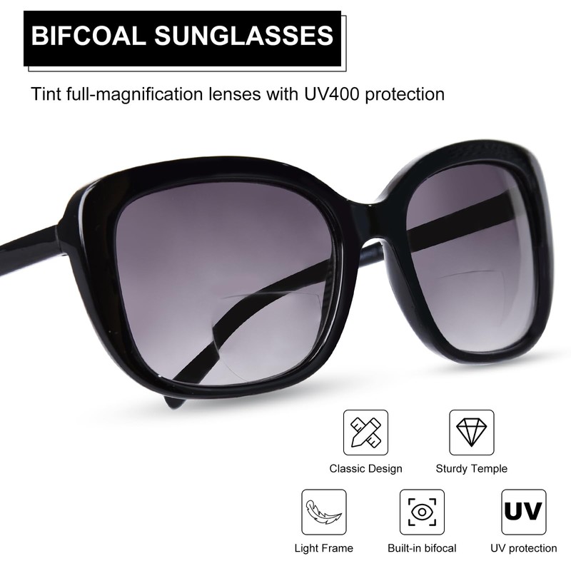 FONHCOO Bifocal Sunglasses for Women -Reading Sunglasses with UV400 Protection,