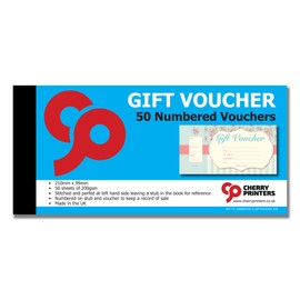Gift Voucher with Stubes, 50 pages, 200 gsm, 99 x 210 mm