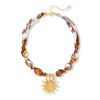 FAUTHENTICUTE Large Gold Sun Pendant Necklace For Women Boho Silk