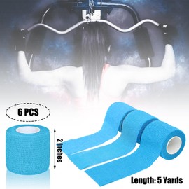 Twavang 6 Pack 2 Inches Self Adhesive Bandage Wrap Breathable Cohesive Bandage Elastic Tape for Pets, Athletic, Sports, Wrist, Knee, Ankle(5 Yards Per Roll, Light Blue)