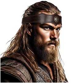 keland Viking Leather Headband Headdress Women Men Medieval Accessory (D-Brown)