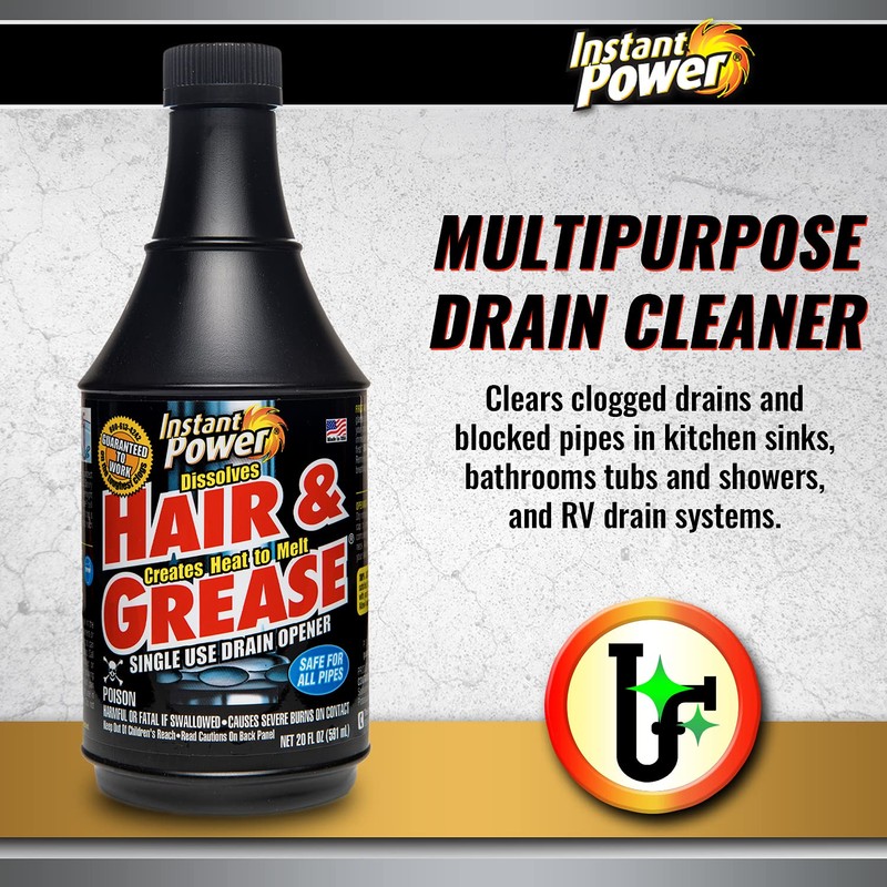 Instant Power Hair and Grease Drain Opener – Multipurpose Liquid