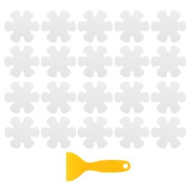 sourcing map 20pcs Non-Slip Bathtub Stickers, Anti Slip Shower Stickers Showers Treads Bright Flowers Appliques with Scraper for Bath Tub Shower Stairs, White