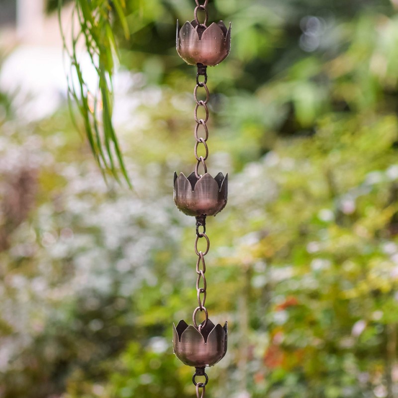 Arcadia Garden Products RC04 Rain Chain, Bronze Metal with Brushed