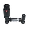 Matt Black Thermostatic Radiator Valves & Lockshield Angled 15mm x