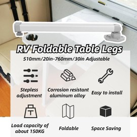 EIMSOAH 510‑760mm Folding Table Legs, Telescopic Bar Desk Legs, Aluminium Alloy Foldable Legs for RV Table, Saving Space for RV Caravan Boat Yacht
