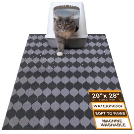 BEAUTYZOO Cat Litter Mat Large 20"x28" - Premium Waterproof Litter Trapping Mat with Non-Slip Backing, Cat Litter Box Mat Scatter Control for Floor, Machine Washable & Urine Proof, Soft for Kitty Paws