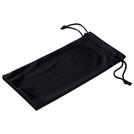 Calabria Microfiber Drawstring Eyeglass Pouch Black Micro-Fiber Glasses Bag Sunglass Holder Use as Cleaning Cloth for Lenses