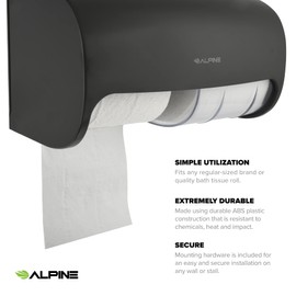 Alpine Commercial Toilet Paper Dispenser - Double Toilet Paper Holder Wall Mount for Less Frequent Paper Roll Refill