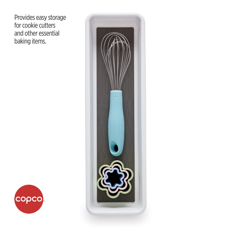 Copco Basics Drawer Organizer, 12.81 x 3.81 x 2.1-Inches, White/Charcoal