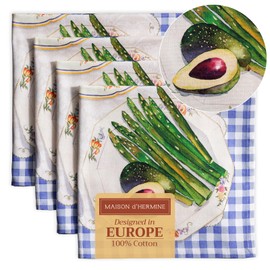 Maison d' Hermine Cloth Napkin 100% Cotton Decorative Washable Easter Table Napkins for Dining, Home, Wedding, Banquet, Buffet, Passiflora - Spring/Summer (20”x20”)