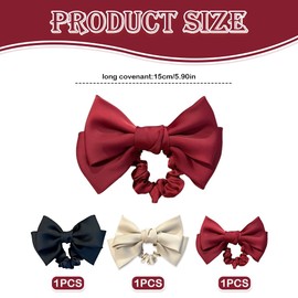 3 Pcs Black Red White Bowknot Hair Ties Ropes,Ribbon Bows Hair Ties School Girls Ribbon For Hair Ponytail Holders, Hair Bows For Women Girls Hair Styling Accessories
