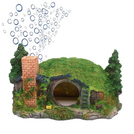 Ulifery Natural Aquarium Decoration Hobbit House Cave with Bubbler for Betta Hiding Reptile Hole House Shelter Fish Tank Ornament Rockery Landscaping Large