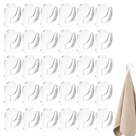 Gyinere 30 Pcs Small Adhesive Hooks,Small Hooks with Adhesive,Clear,Clear for Walls No Damage,Adhesive,Sticky for Hanging for Hanging for Home Kitchen Bathroom Office Use