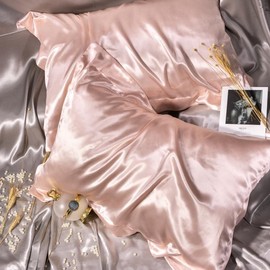 Pillow Cover, 18.9 x 29.1 inches (48 x 74 cm), Bedding, Comfortable Sleep, Beautiful Hair, Glossy, Skin and Hair, Pillow Cover, Smooth Material, Anti-Static (Pink)