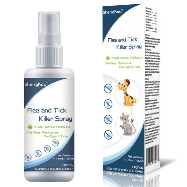 Flea and Tick Spray for Pets and Home - Safe for Humans, Kids and Pets - Natural and Effective Treatment for Ticks, Fleas and Insects - Indoor and Outdoor Use - Charity Donation Included