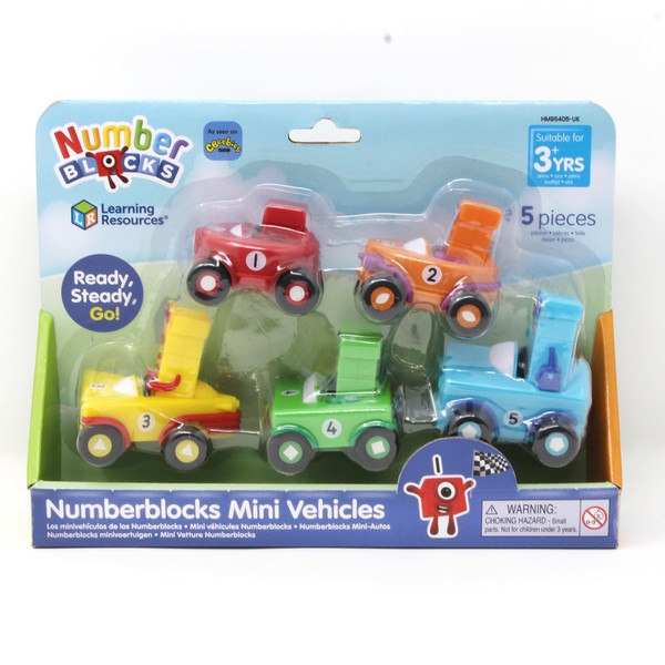 Learning Resources Numberblocks Mini Vehicles Set, 5 Car Pack, Numberblocks Gifts, Vehicles have Rolling Wheels, Learn to Count from 1-5, Ages 3+