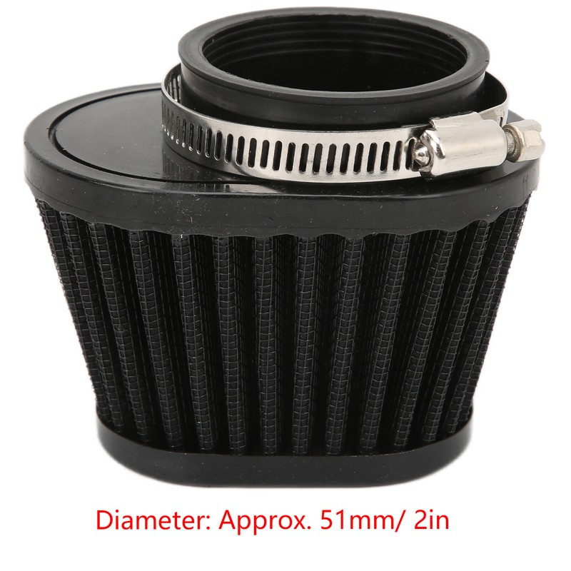 51mm/2in Motorcycle Air Filter ClampOn Dustproof Rubber Black Replacement for