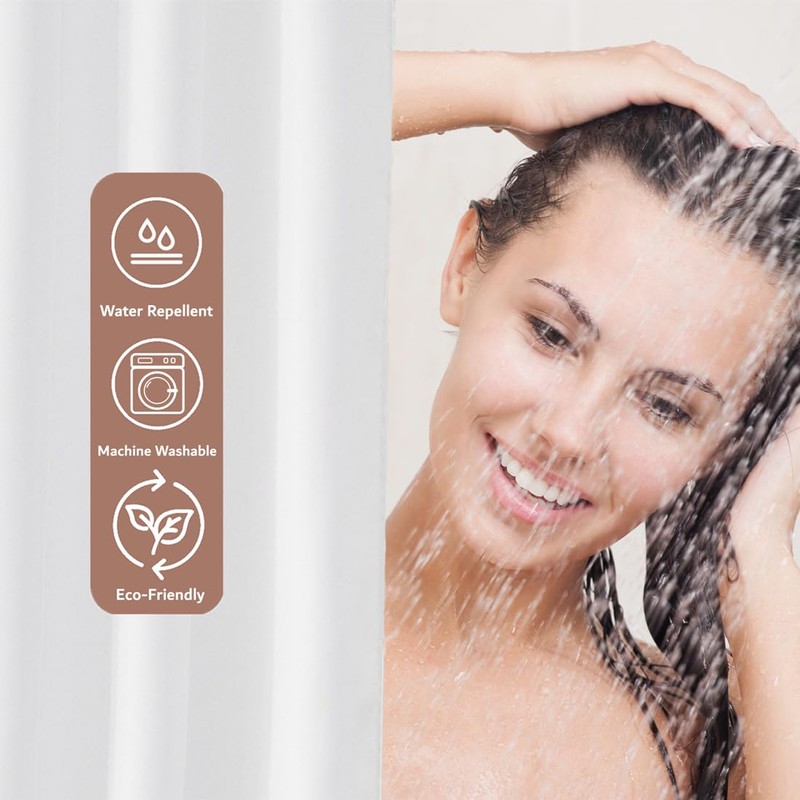 Felisa Waterproof Fabric Shower Curtain Liner with 6 Weighted Magnets,72
