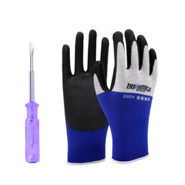 1 Pair of Heavy Duty Gloves 500V Insulated Gloves Safety Gloves Non-Slip Rubber Gloves Protective Latex Coated Safety Gloves for Gardening Heavy Construction Warehouses with 1 PCS Tester Pen