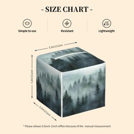 Green Misty Forest Pine Trees Tissue Box Cover,Waterproof Leather Tissue Cube Box Holder Square Facial Paper Organizer Dispenser for Bathroom Home Car Nightstand Vanity Desk