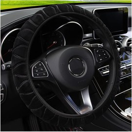carleef Funda de volante mullida para coche, protector de volante cómodo y cálido para decoraciones de coche, fundas universales de volante de 38 cm para accesorios de interior de coche para mujeres y