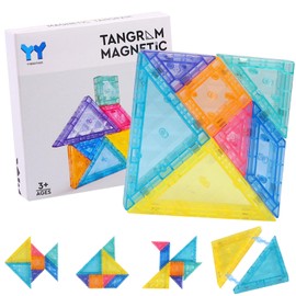 Tangram Magnetic Toy Children, Tangram Magnetic for Children from 3 Years, Montessori Toy, Magnetic Game & Creative Puzzle, Montessori IQ Games & Educational Toy in Book Format
