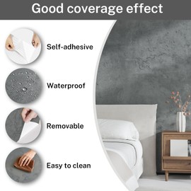 POWTICK Dark Grey Black Concrete Wallpaper Peel and Stick 30.3"x197" 3D Thick Faux Cement Concrete Contact Paper Vinyl Wrap Stained Matte Textured Waterproof Wall Sticker for Bathroom Garage Room