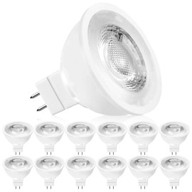 LUXRITE MR16 LED Bulb 50W Equivalent, 12V, 5000K Bright White Dimmable, 500 Lumens, GU5.3 LED Spotlight Bulb 6.5W, Enclosed Fixture Rated, Perfect for Track and Home Lighting (12 Pack)