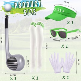Saier tbo 5Pcs Pub Golf Fancy Dress Set, Includes Golf Visor Inflatable Golf Club Gloves Knee Socks and Sunglasses Golf Costume Accessories for Golf Lovers Women Cosplay Party