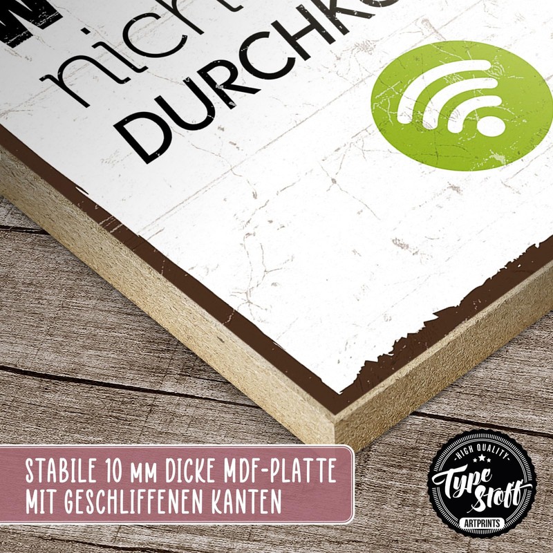TypeStoff HS-00001 Wooden Sign with Saying "Aufräumen" [German Language]
