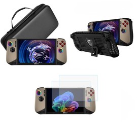 Pidynx Handheld Storage Bag + Protective Case + 8” Frosted Film for MSI claw8 Handheld EVA Leather Anti-Glare Film Anti-Blue Light Film