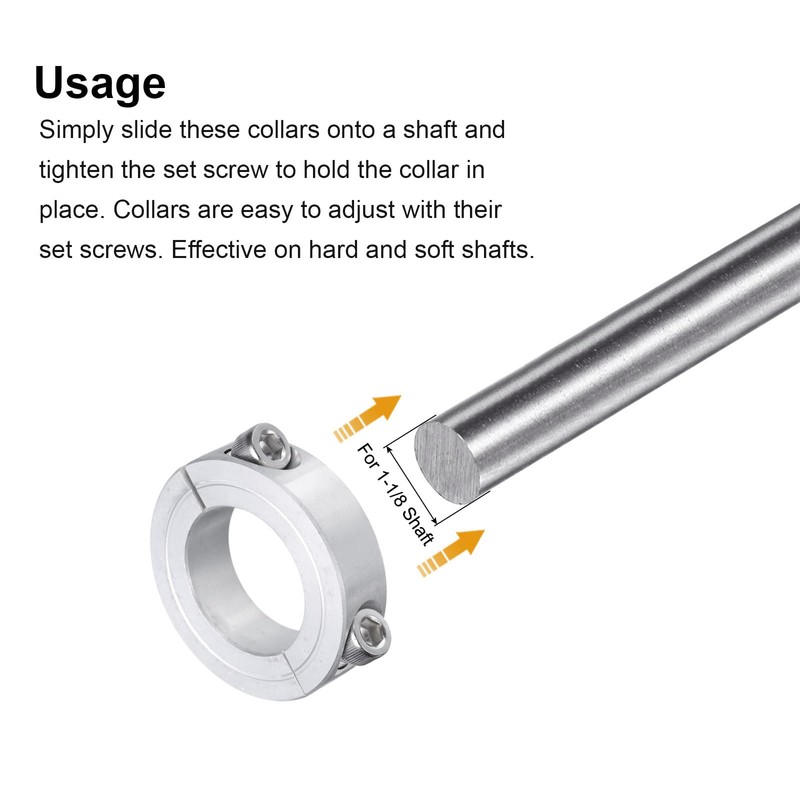 sourcing map Double Split Clamp-On Shaft Collar for 1-1/8" Shaft,