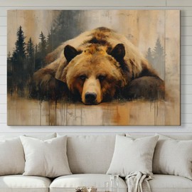 Wildlife Canvas Prints - Wild Animals Home Decor - Medium, Large, and Extra Large Wall Art for Living Room, Bathroom, Kitchen (Grizzly Repose, 24L" x 36W")