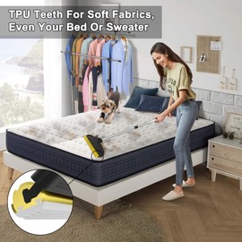 Rundik Carpet Rake for Pet Hair Removal, Reusable Dog Hair Remover with 46”Adjustable Long Handle, 2 in 1 Advanced Dog Hair Broom Cat Fur Brush, Carpet Scraper Remover Tool for Carpet, Bed, Rug, Mat